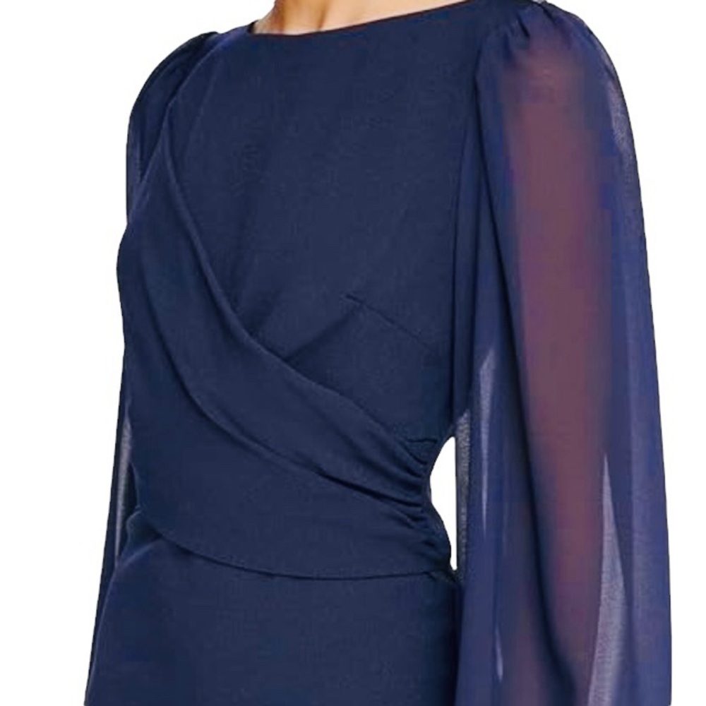Vince Camuto Signature Stretch Crepe Sheath Dress 14 Chiffon Balloon Sleeve - Picture 3 of 12
